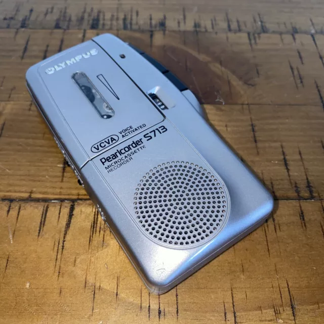 Olympus Pearlcorder S713 MicroCassette Voice Recorder Handheld Dictaphone SILVER