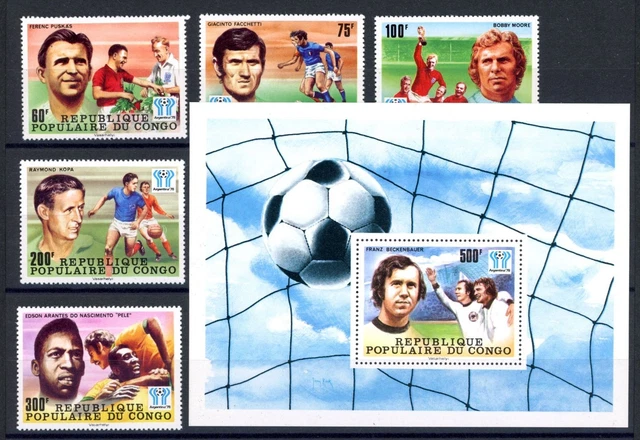 Kongo Brazzaville 662-666 + Bl. 18 postfrisch Fußball WM 1978 #JS009