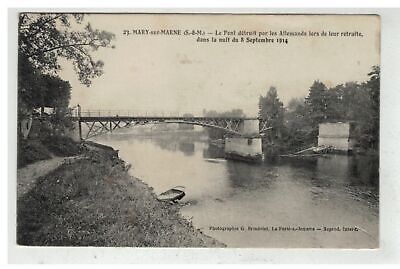 77 mery mary on marne #20239 the bridge destroyed not only by Germans during their ret