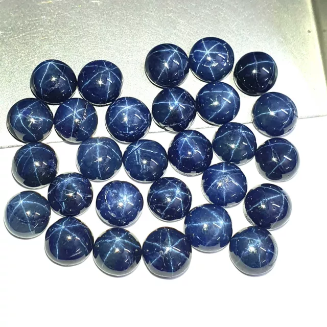 Natural Star Blue Sapphire Round Diopside Cabochon Gemstone 5 Pcs 7 mm 10 CT