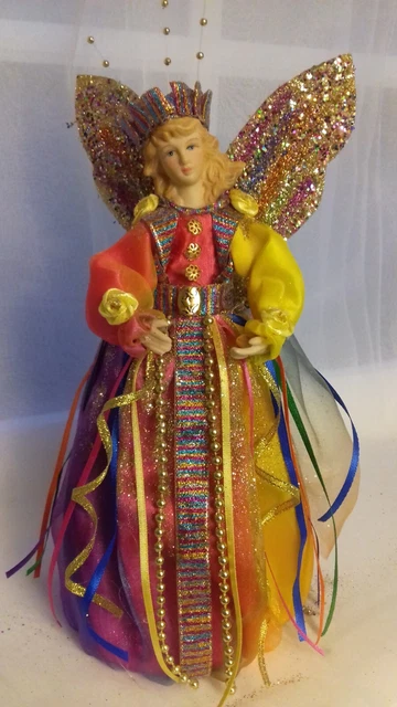 Fairy Angel Topper Christmas Tree Doll Rainblow Colours New Hand Made Unique