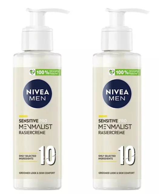 ✅ Nivea Men Sensitive Pro Menmalist Rasiercreme Rasur Bartpflege 2x 200ml ✅