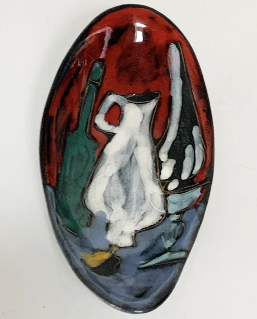 Vintage Hand Painted Italian Pin Tray Trinket Dish - Art Pottery