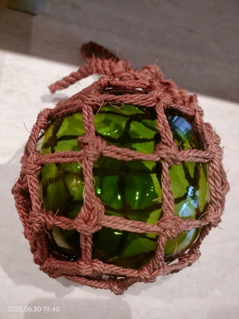 Ancien Flotteur Boule En Verre Vert – Bouée De Pêche Marine – Globe Déco Mer