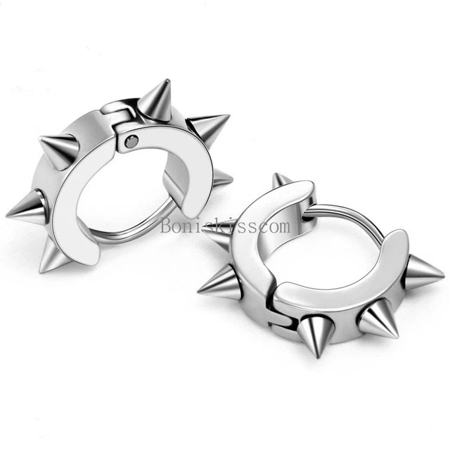 Orecchini A Clip Con Rivetti - Cerchio Spike In Acciaio Inox Senza Piercing Unisex - Foto 14
