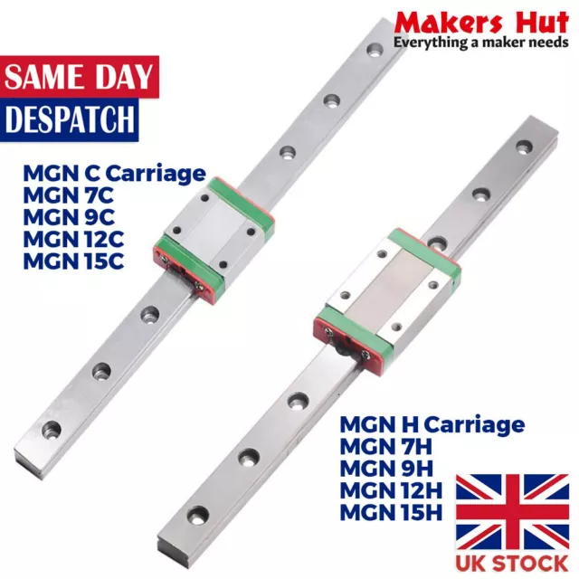 LINEAR GUIDE MGN C / H Block 7mm/9mm/12mm/15mm Miniature Rail Sliding £ ...