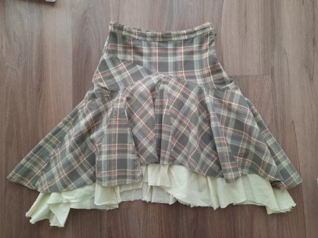 Next Girls Green Tartan Lined Skirt Age 8 Years