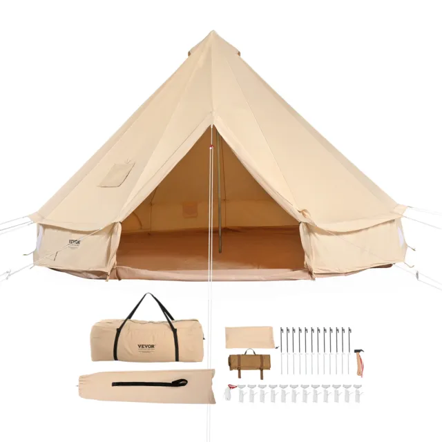 VEVOR Tente Cloche Toile 4 Saisons 5 m pour Camping Familial avec Trou de Poêle