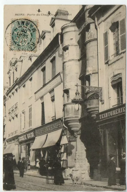 REIMS - Marne - CPA 51 - the streets - the street Carnot chapter door Dyeing