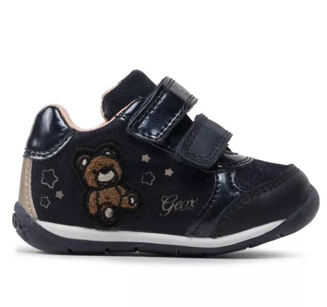 Sneakers strappo Geox Bambina Each Camoscio e vernice blu SCONTO DA LISTINO 2