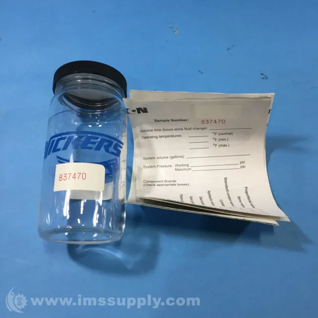 Vickers 837470 Fluid Analysis Glass Bottle FNIP