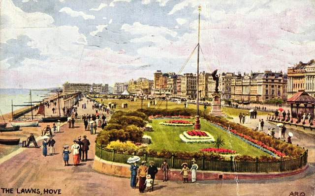 Brighton Sussex Postcard 1922 A R Quinton Artist Signed The Lawns Hove (A/F)
