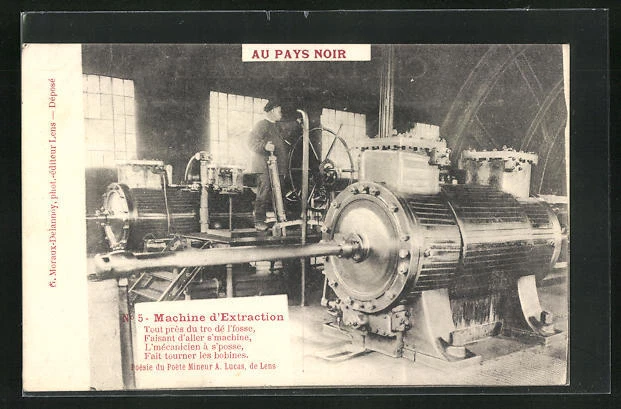 CPA Lens, Machine d´Extraction tout prés du tro dé l´fosse 1917