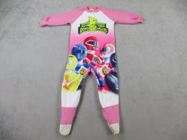 VINTAGE Power Rangers Pajamas Girls 5 Pink Footed Body Suit 1994 90s Saban Kids