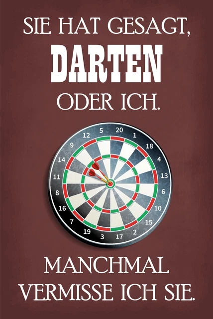 HOLZSCHILD 20X30 DARTEN oder ich Freundin vermissen lustig Spruch Tafel