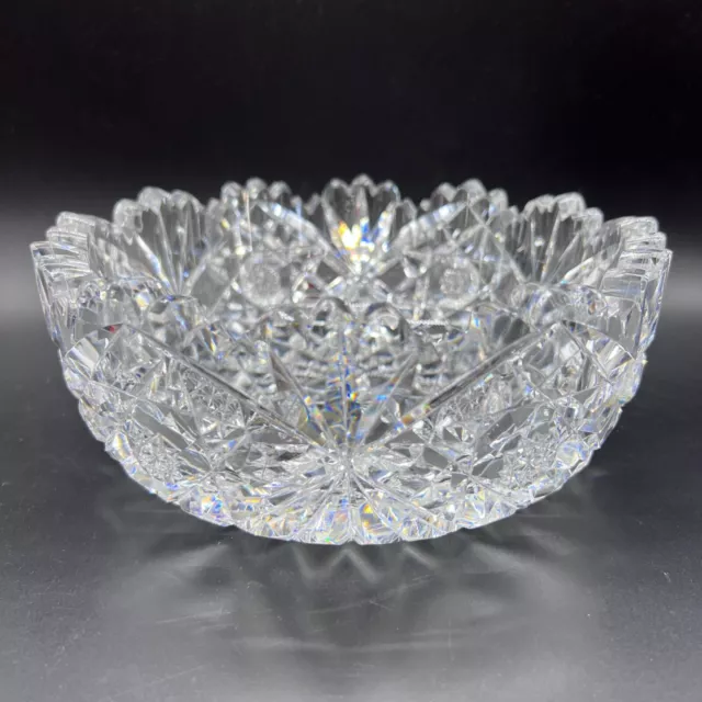 Hawkes Cut Glass Signed 8" Bowl Candy Dish Unknown Pattern American Brilliant Hawkes Cut Glass Signed 8" Bowl Candy Dish Unknown Pattern American Brilliant