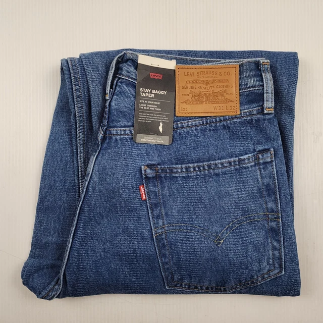 LEVIS PREMIUM JEANS Mens Stay Baggy Tapered Blue Denim Cotton Hemp NEW