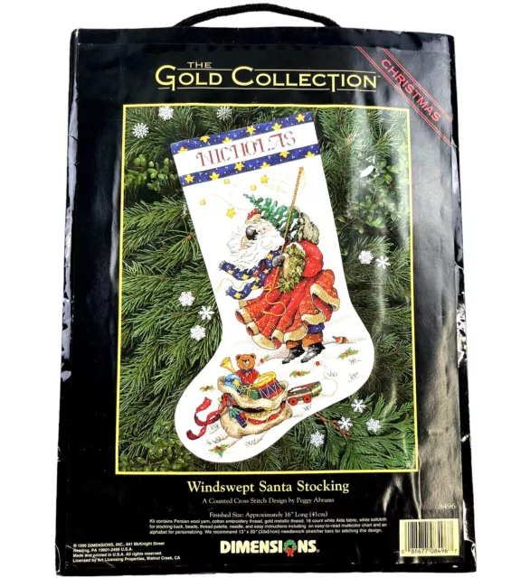 Dimensions Gold Collection Counted Cross Stitch Kit - Candy Cane Santa Stocking