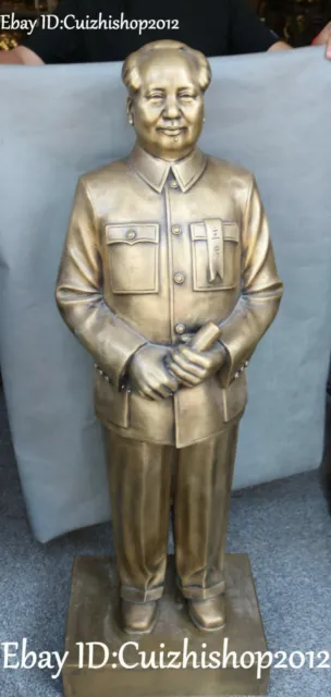 47" Unique Bronze Mao Zedong Man Person Book Leader Chairman President Statues