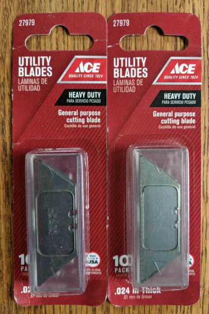 Lot of Two 10 Packs (20 blades) ACE 27979 Heavy Duty Utility Knife Blades | NEW