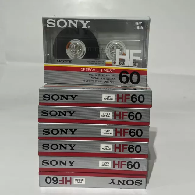 SONY  7 blank cassette tapes 60 min HF old stock New Normal bias Sealed Vintage