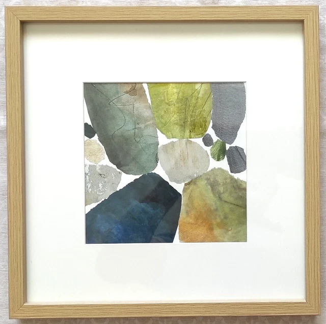 Quadro Collage Carta Dipinta su Cartoncino Marouflage Pezzo Unico Fatto a Mano