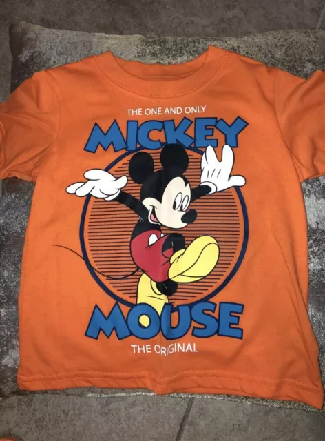 New Disney Mickey Mouse T Shirt 12 Months Short Sleeve Orange Baby Boy