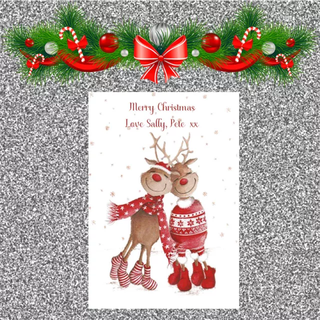 Personalised Christmas Cards x 10 Free Envelopes Family Friends 52