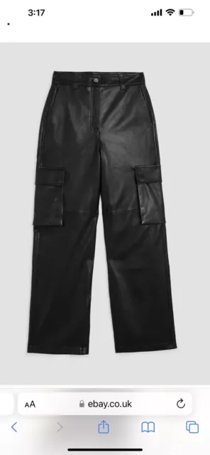 Real Leather Autograph Black Real Leather Cargo Trouser Uk18 Rrp £199 BNWT