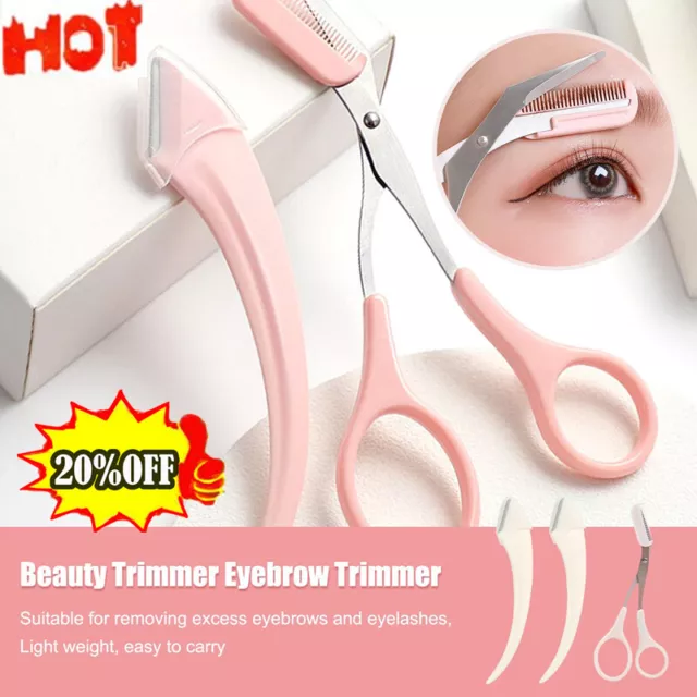 Comb Eyebrow Scissors Beauty Scissors Eyebrow Trimming 3 Meniscus Pieces NEW