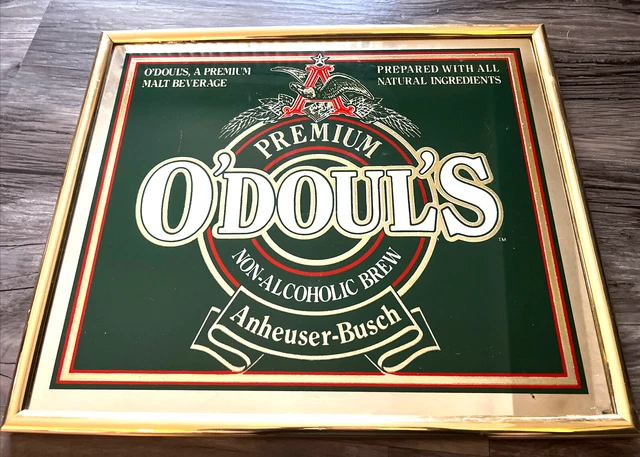 1990 Vintage O’Doul’s Beer Anheuser Busch Framed Mirror Bar Sign 19x 16 Man Cave