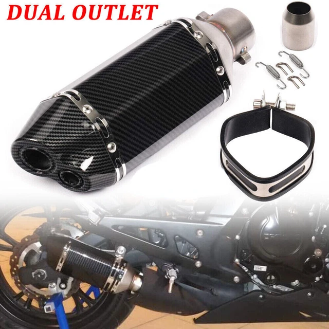 Dual Double 51mm Universal Motorcycle Exhaust Tip Muffler Pipe Dirt Bike ATV