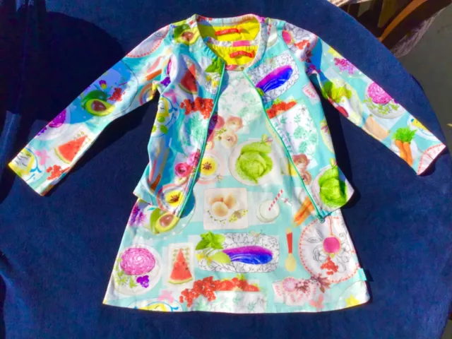 Girl 4-5 Designer Oilily Dress and Cardigan Picnic Bundle Outfit  - RRP: £92