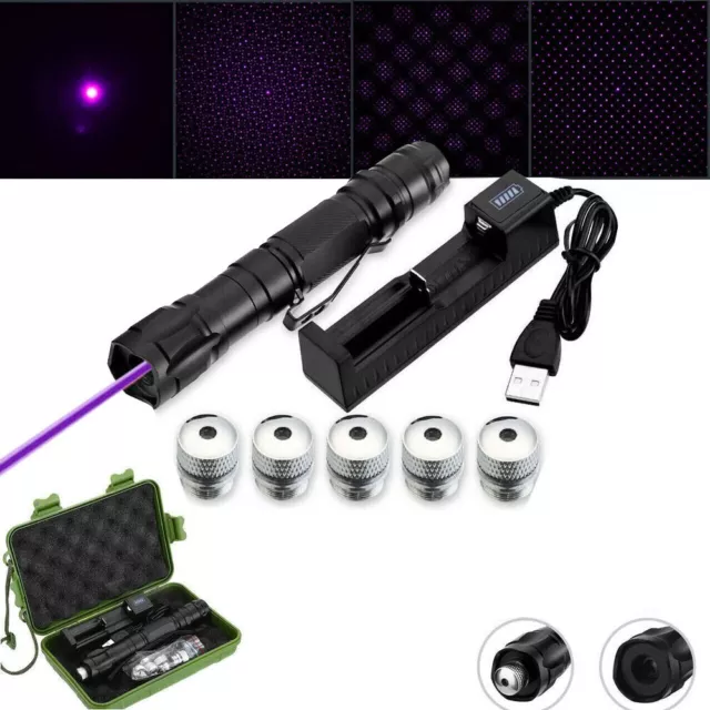 Purple Laser Pointer Pen 405nm Beam Light Laser Pen 1000Miles With Box&Battery