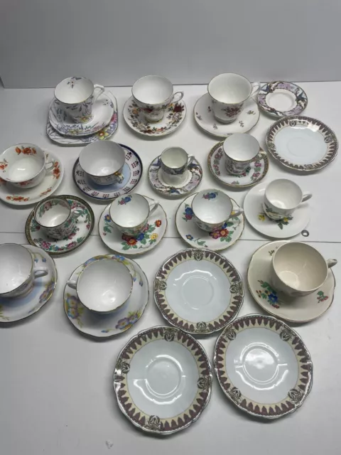 Job lot \Bundle Various Bone China\ Porcelain Cups and saucers ( f63), Vintage 3