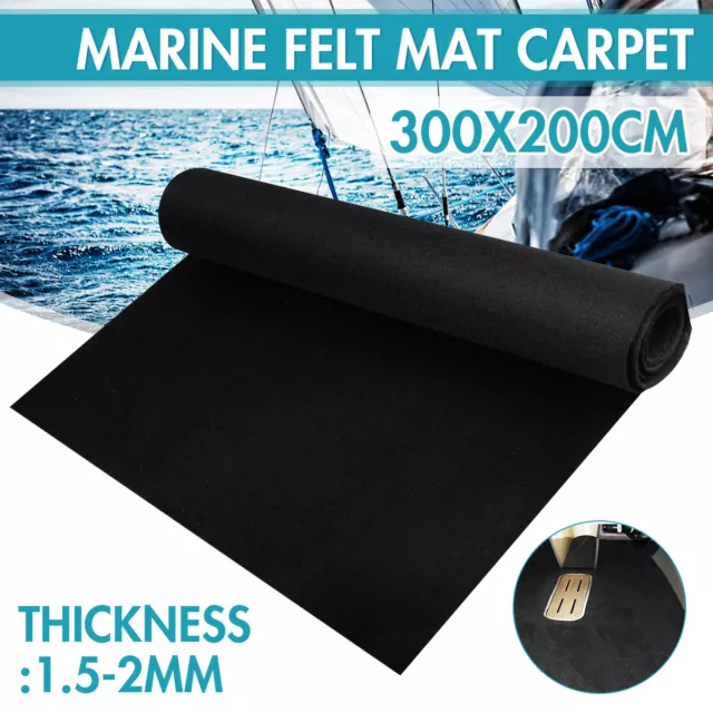 Black Boat Carpet Marine Trailer Cover Felt Anti-Stain UV For Boat Yacht Mat 3M