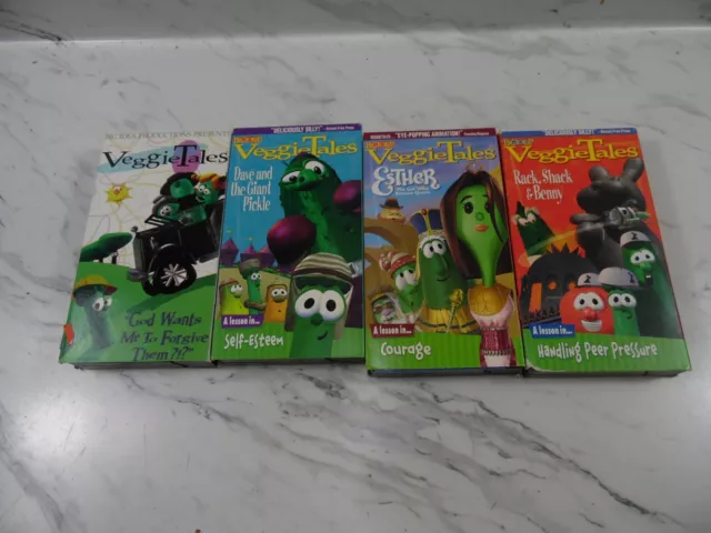 🎆Veggie Tales Lot VHS Tapes Children's Kids Animated Movies Lot Of 4🎆