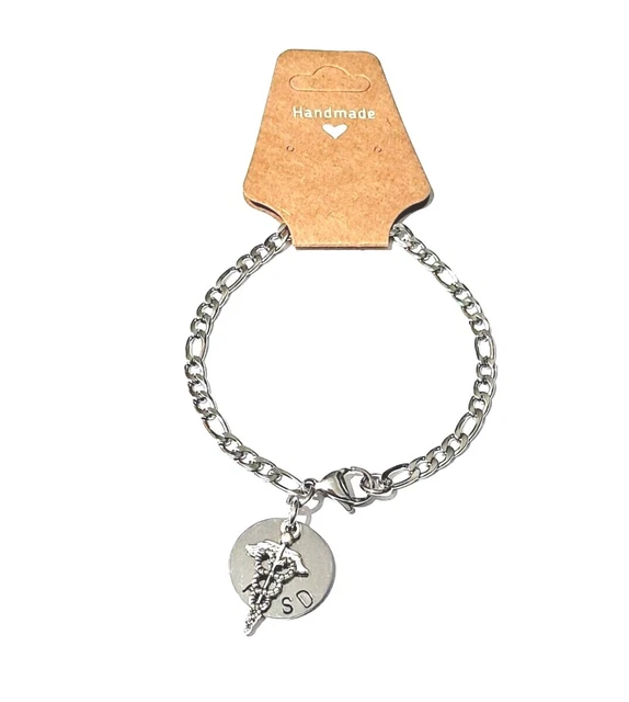 Pulsera Alerta Médica SOS Advertencia Figaro Cadena Disco Médico y Dije Médico