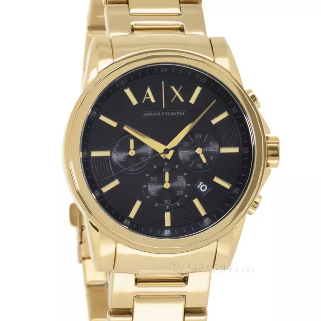 ARMANI EXCHANGE MENS Chronograph Watch, Black Dial, Gold Stainless ...