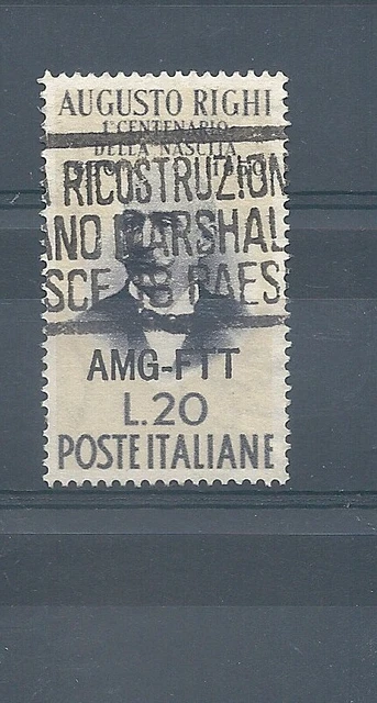 1950 Trieste A Amg-Ftt Birth Augustus Righi 20 Lire 1 V Used MF14491