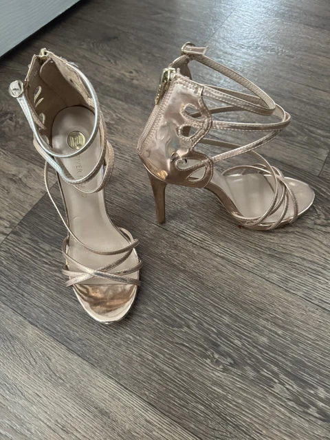 RIVER ISLAND ROSE Gold Strappy High Heel Sandal Shoe Size 5 10.99 PicClick UK