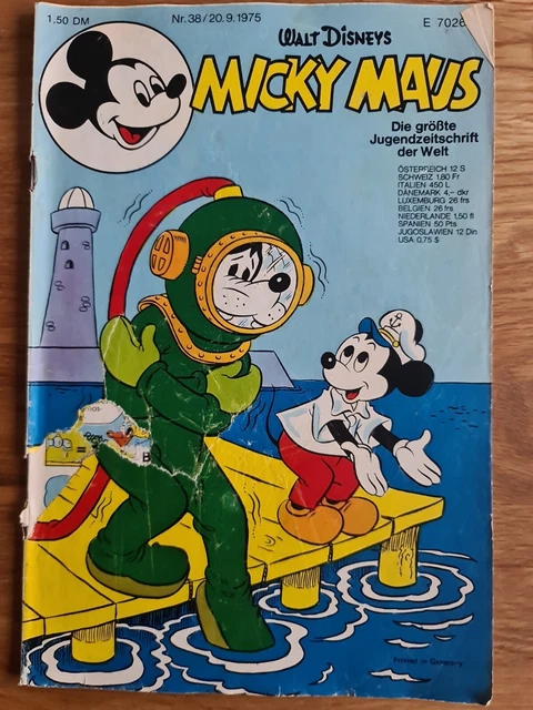 Micky Maus 1975 Heft Nr 38 mit Schnipp und Sammelbild