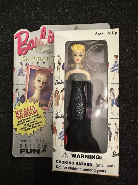 Llavero Barbie divertido básico Mattel 1995 muñeca 4" foco solitario 1960 rubia