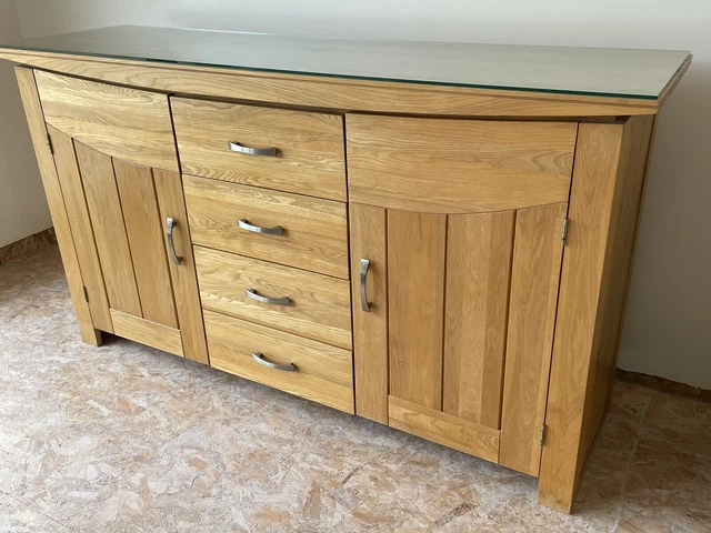 OAK FURNITURE LAND Tokyo Solid Oak Large Sideboard 100.00