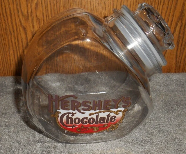 VINTAGE 80'S HERSHEY'S Chocolate Glass Canister Countertop Nostalgic