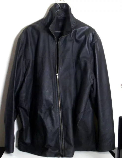 Veste homme cuir noir imperméable, grande Taille 60/62