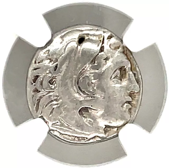 Kingdom of Macedon Alexander III 336-323 BC AR Drachm NGC CH F Early Posthumous 3