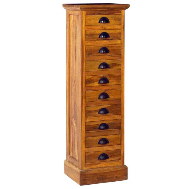 Vidaxl Mobiletto con 10 Cassetti 35x30x120 cm in Massello di Teak