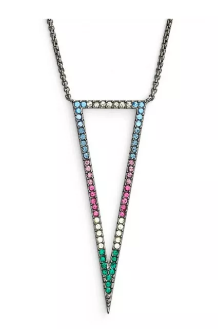 Nadri Inverted Triangle Pendant Necklace Multicolor 1558
