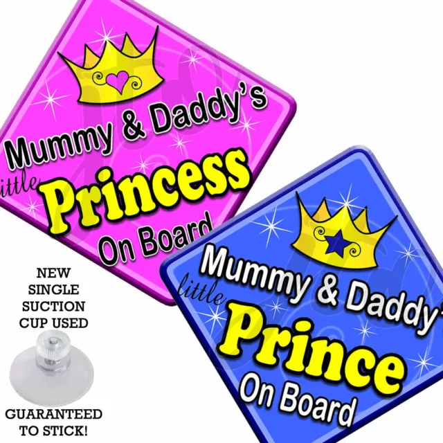 MULTI SWIRL  PRINCESS PRINCE  Pinks & Blues Personalised Baby on Board Car Sign 2